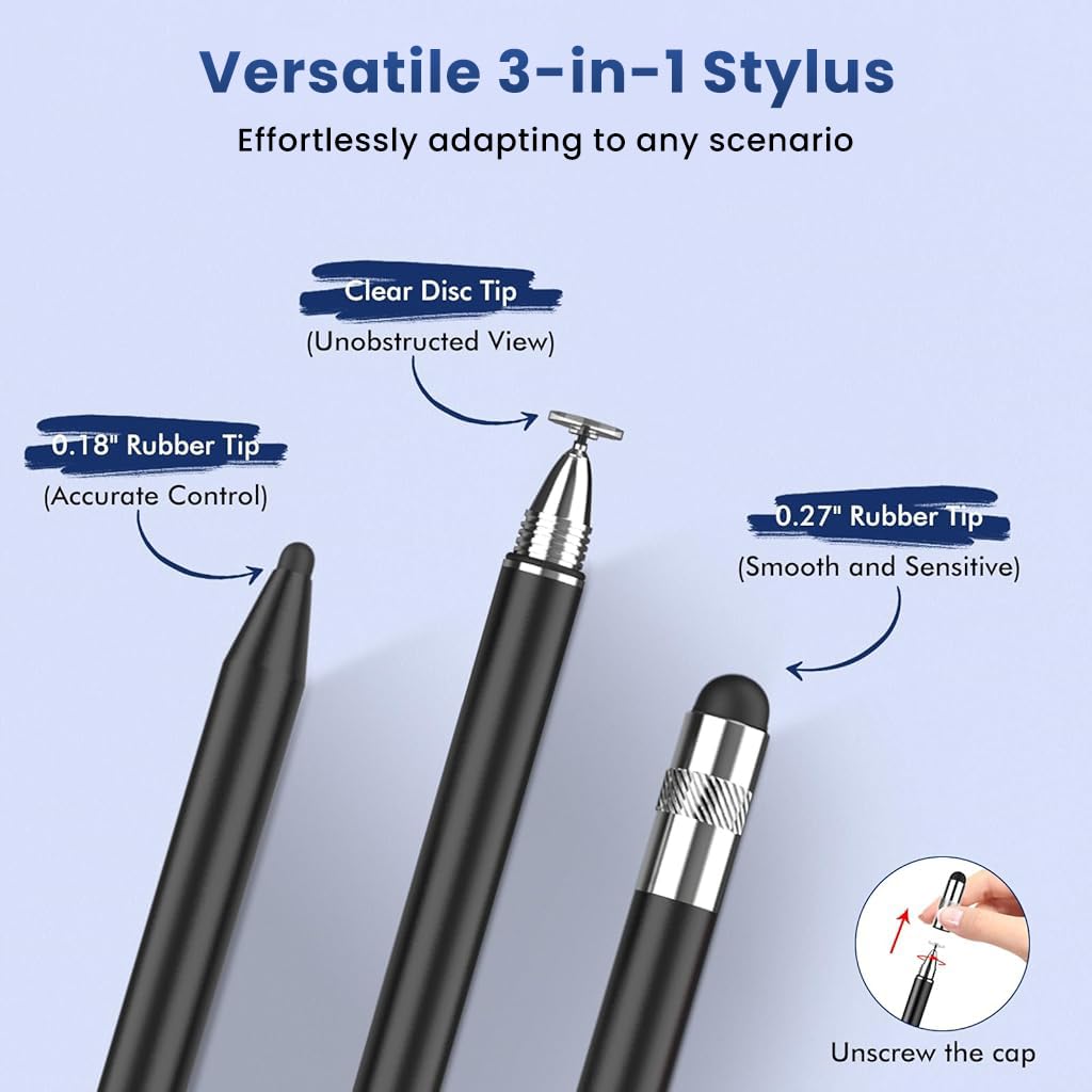 ZORBES® 2PCS 3 in 1 Stylus Pens for Touch Screens with 8Pcs Replacement Rubber Tips & 2 Disc Tips, High Sensitivity & Precision Capacitive Stylus Pencil for Apple iPad iPhone Tablets ZORBES® 2PCS 3 in 1 Stylus Pens for Touch Screens with 8Pcs Replacement Rubber Tips & 2 Disc Tips, High Sensitivity & Precision Capacitive Stylus Pencil for Apple iPad iPhone Tablets